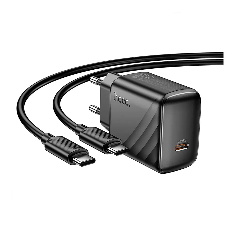 Зарядний комплект Hoco CS24A PPS 3.3-11V 2.75A PD/QC 25W 1USB-C Type-C-Type-C 1 м Black (35886_3605556) - фото 4