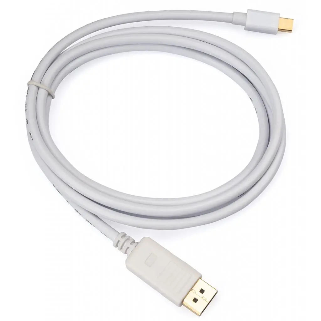 Кабель мультимедійний miniDisplayPort M to Display Port M 1.8m 4K white Vinga (VCPMDPDP1.8WH) - фото 2
