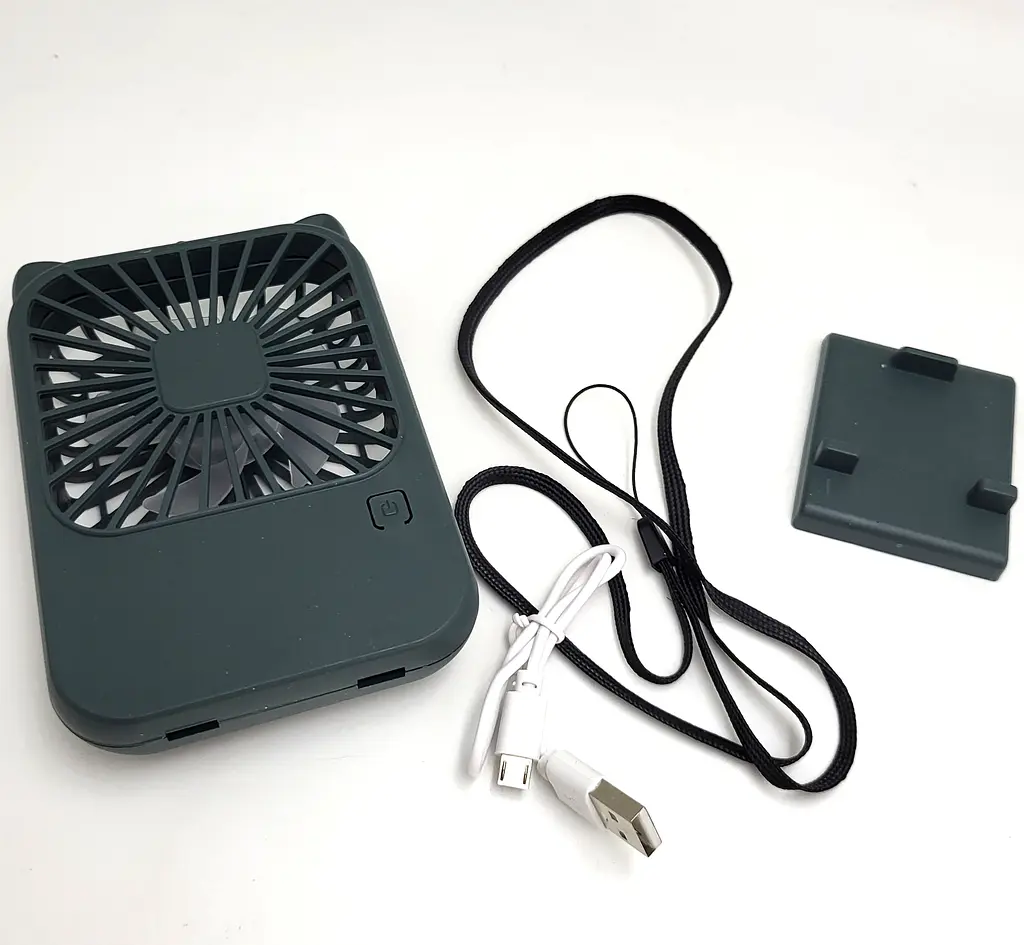 Міні вентилятор акумуляторний від USB ручний та настільний з підставкою 3 режими 9×13см UKC 064 зелений - фото 4