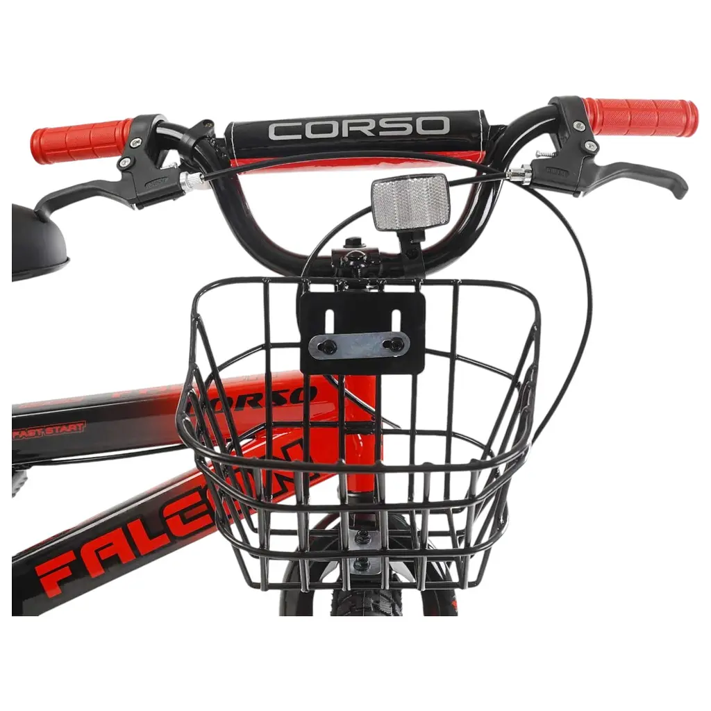 Велосипед 2-х колесный Corso Falcon 14" FL-14873 стальная рама, дисковые тормоза, доп. колеса, звонок, бутылка, корзина, собранная на 75% (6800070148739) - фото 5