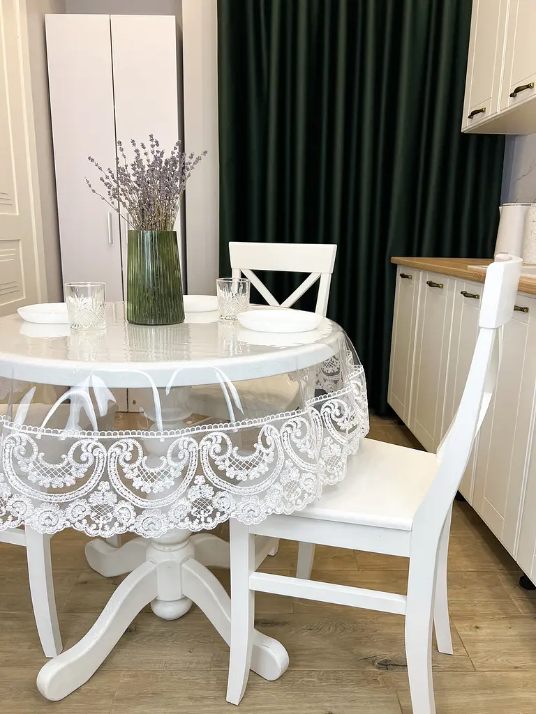 Силиконовая скатерть с белым кружевом Арка 15 см 150х100 см - фото 7