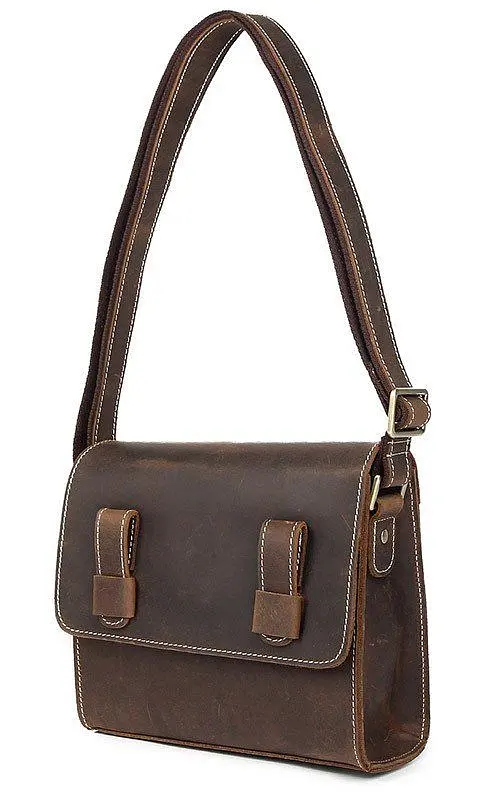 Сумка мужская-почтальон в винтажной коже 14980 Vintage коричневая - фото 9