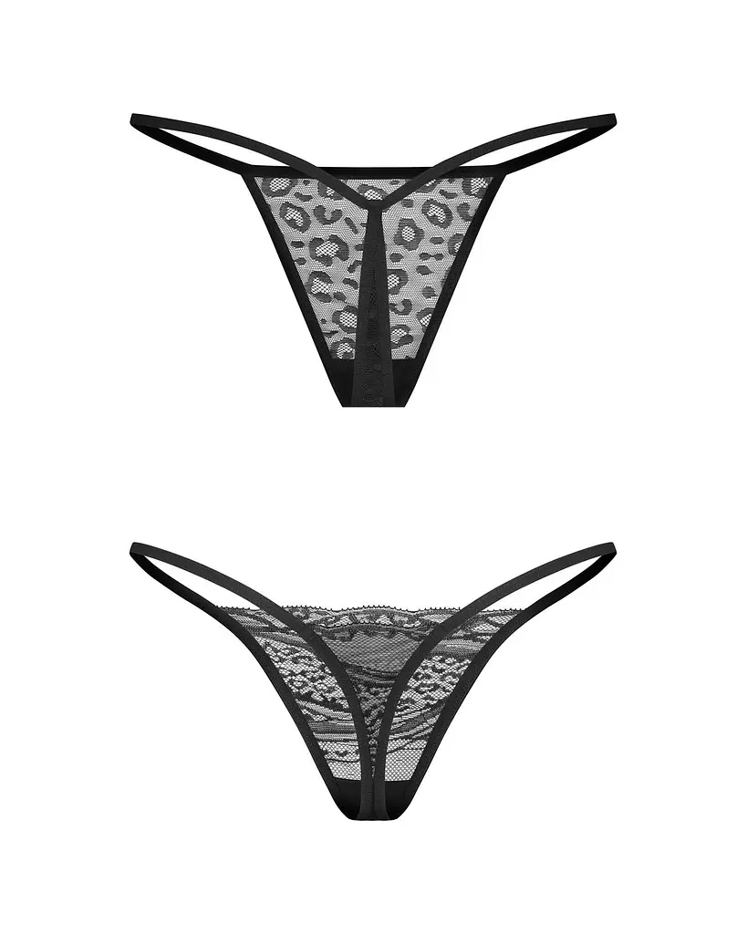 Комплект стрингов Obsessive Clara 2XL/3XL 2 шт (черный) - фото 6