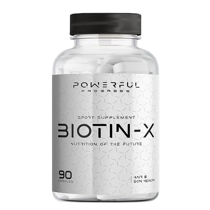Біотин Powerful Progress Biotin-X 5000 mcg, 90 капсул для підтримки шкіри, волосся та нігтів.