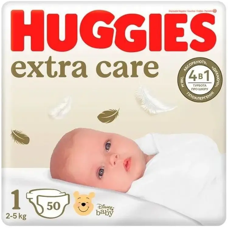 Підгузки Huggies Extra Care 1, 2-5 кг 84 шт.