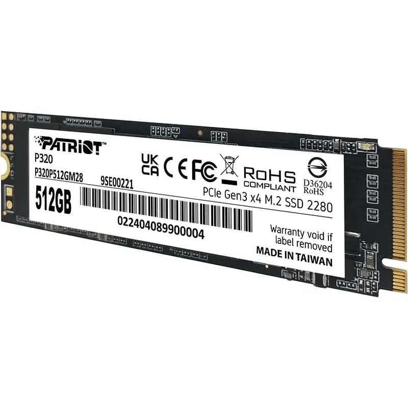 SSD внутрішні Patriot P320 512GB M.2 2280 NVMe PCIe 3.0 x4 (P320P512GM28) - фото 3