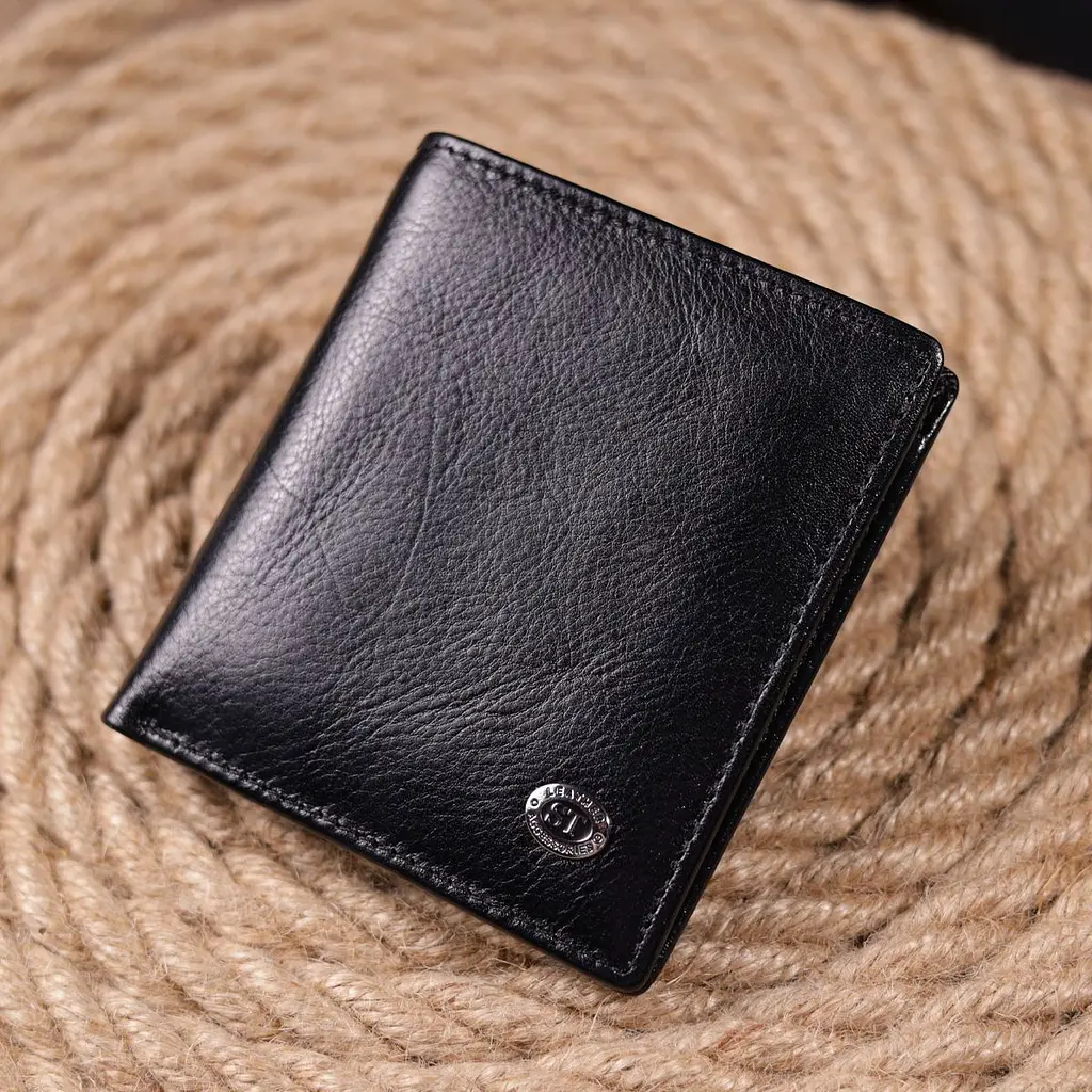 Компактний гаманець для грошей із натуральної гладкої шкіри ST Leather 19418 чорний - фото 7