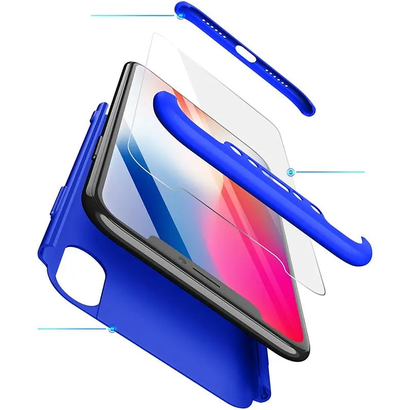 Чохол-накладка GKK 3 in 1 Hard PC Case Apple iPhone X Blue - фото 2