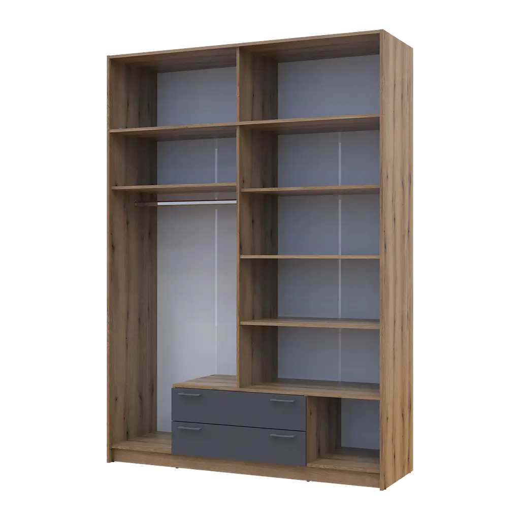 Шафа для одягу Doros Ронді з антресолей Дуб Артизан/Графіт 4ДСП 160х52х236 (80737828) - фото 3