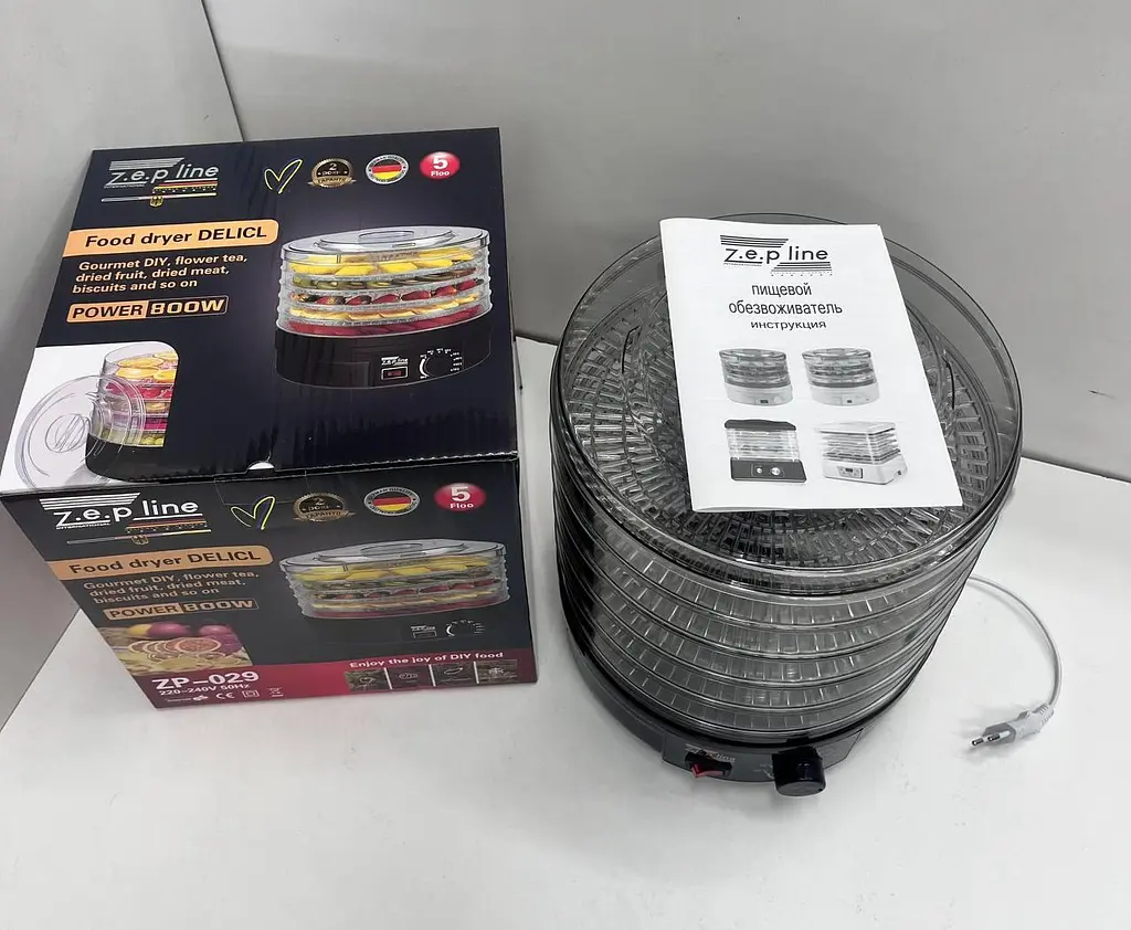Сушарка-дегідратор Zepline для фруктів, овочів та інших продуктів новий чорний ZP-029 - фото 4