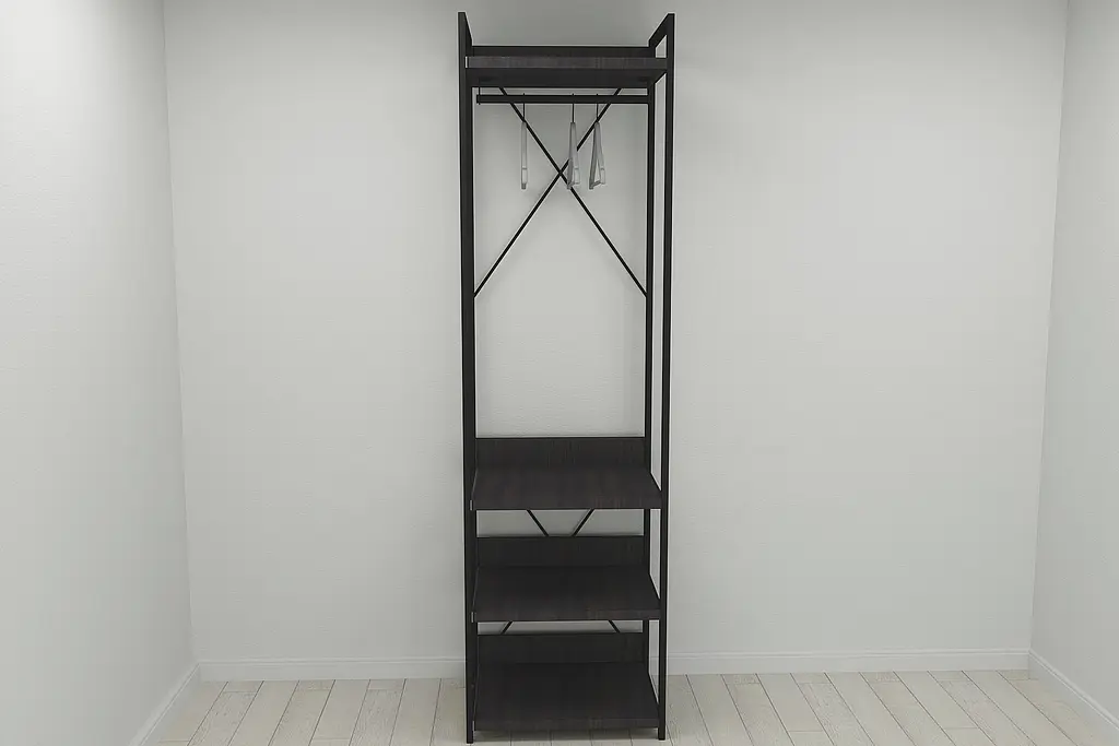 Шафа Гардероб Уні секція 3 серії Конект Ferrum-decor 220x60x50см Чорний метал ДСП Венге Магія 32 мм (FRD-104524) - фото 8