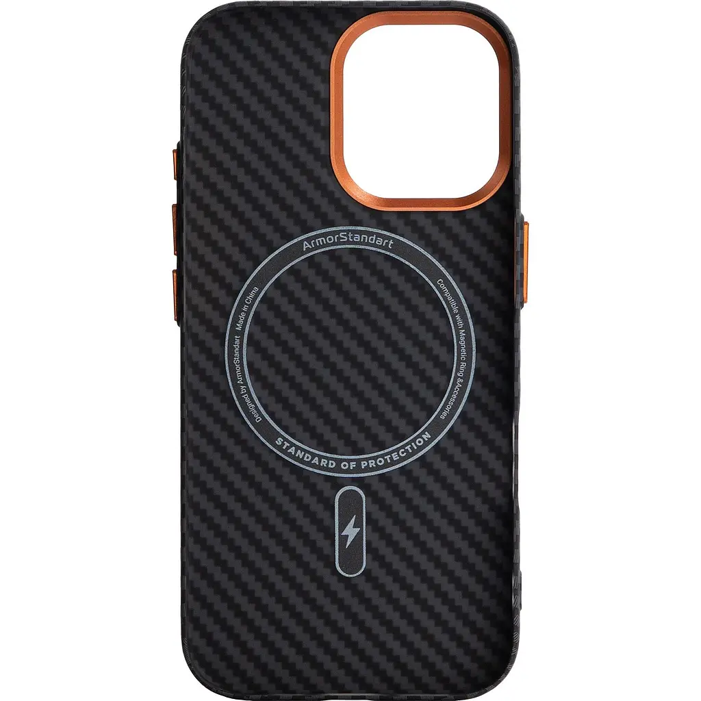 Чохол ArmorStandart LikeCarbon2 SE MagCase для Apple iPhone 17 Black Orange (ARM89160) [156297] - фото 2