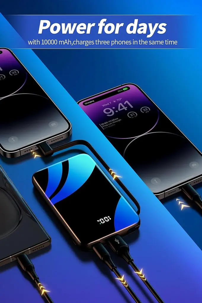 Портативний зарядний пристрій для iPhone із вбудованим кабелем, 22,5 Вт PD USB-C швидкозарядний 10000 мАг - фото 6