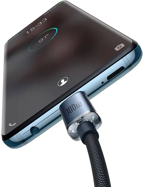 Кабель Baseus Crystal Shine Series Fast Charging Data Cable Type-C to Type-C 100W 2m CAJY000701 Black - фото 2