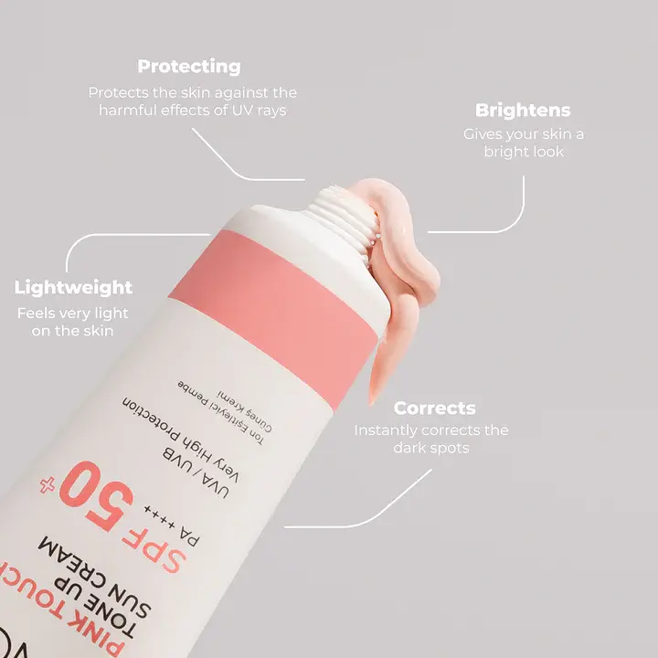 Сонцезахисний крем для обличчя Sinoz Pink Touch Tone Up SPF50+ для вирівнювання тону 50 мл - фото 3