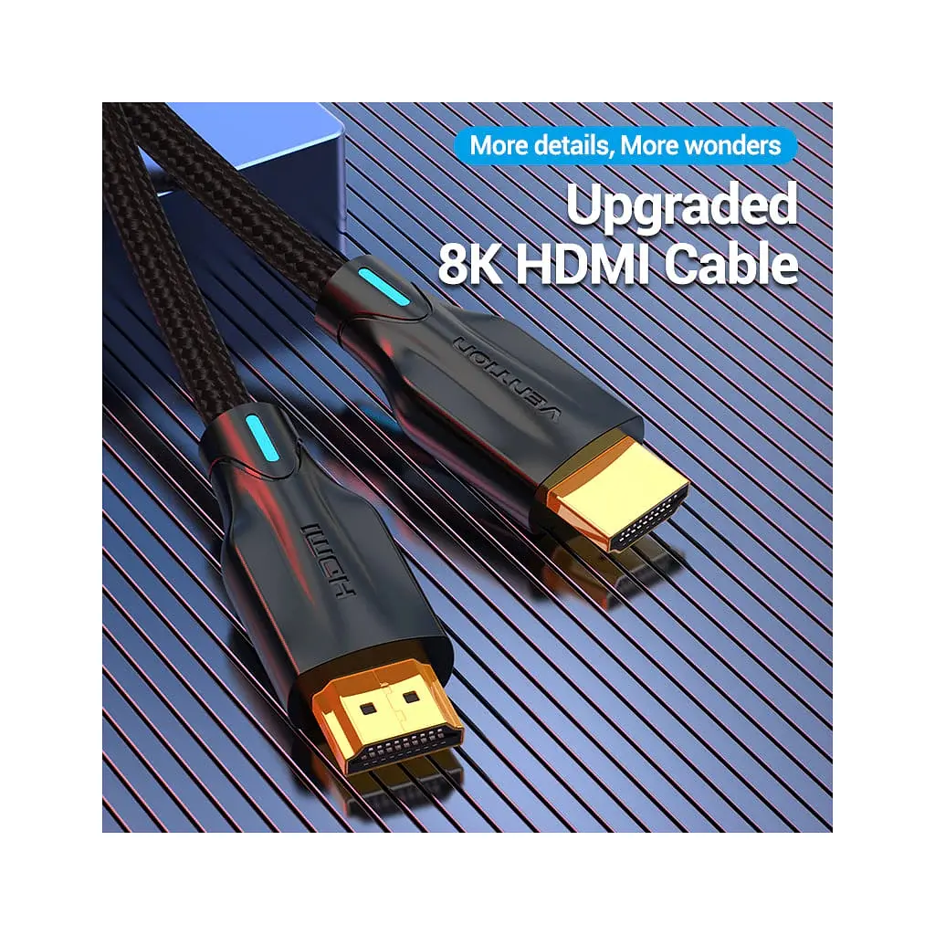 Кабель мультимедійний HDMI M to HDMI M 1.5m 8K60Hz cotton braided black Vention (AAUBG) - фото 2