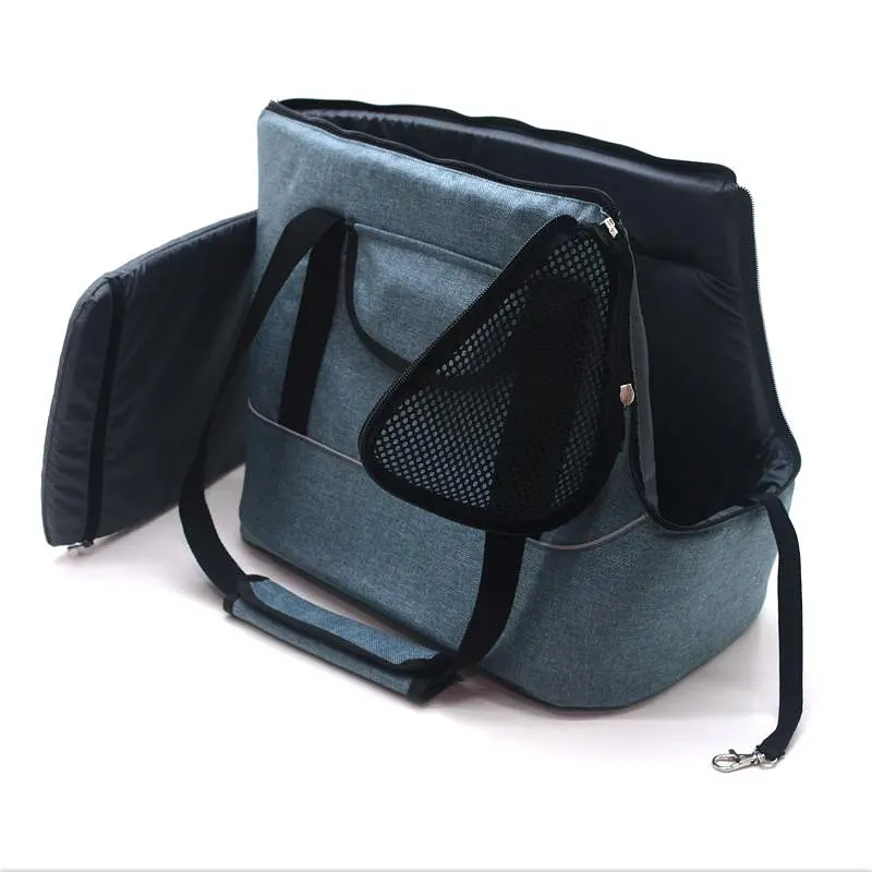 Сумка переноска Zoo-hunt Брюс для котів та малих порід собак №0 23х35х31 см синя - фото 3