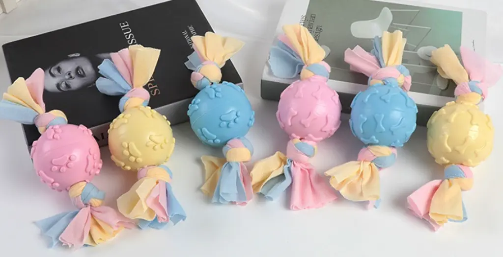 Жувальна іграшка для собак Derby Candy ball with paws and cotton rope - фото 6
