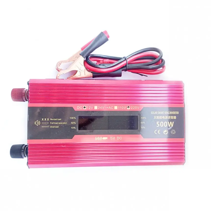 Инвертор напряжения Solar Smart King Power Inverter 009 модифицированная синусоида Red 1 розетка 1 USB экран с 12V на 220V 500W (11031) - фото 4