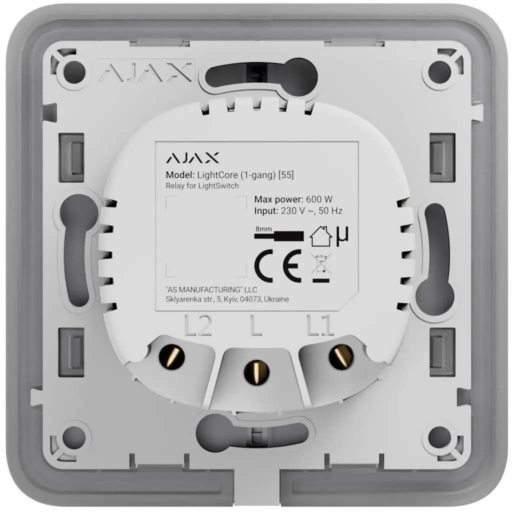 Розумний вимикач Ajax LightSwitch 1-gang чорна - фото 3