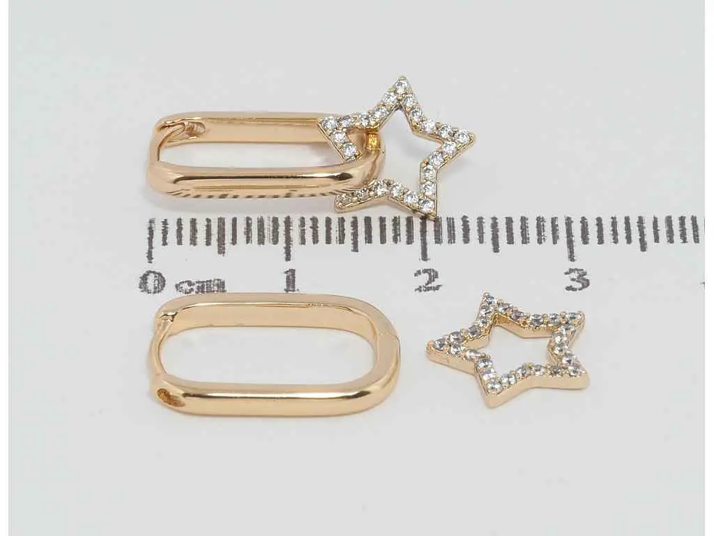 Сережки Xuping Позолота 18K підвіски на колечках "Зірки з цирконієм" 2 в 1 (203097) - фото 2