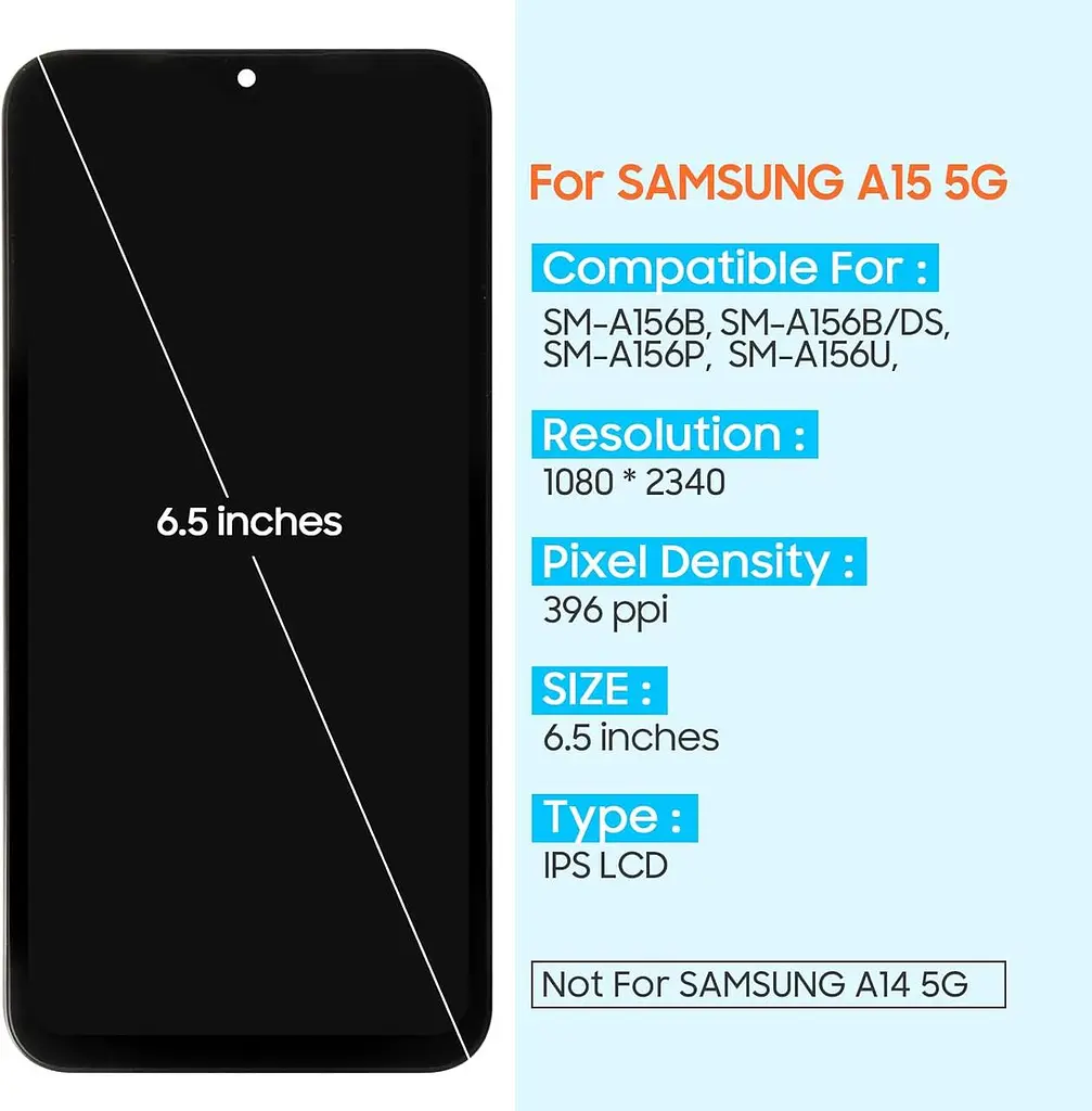 Екран TFT для Samsung Galaxy A15 5G A156 Заміна екрана — для Galaxy A15 5G РК-дисплея SM-A156B A156P A156U Дігітайзер для Samsung - фото 5