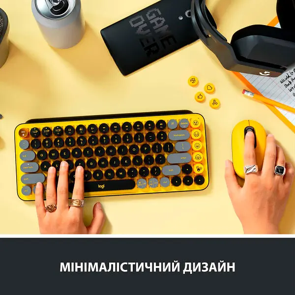 Клавиатура Logitech POP Keys Wireless Mechanical Keyboard Blast Yellow UA [920-010735] [94267] - фото 9