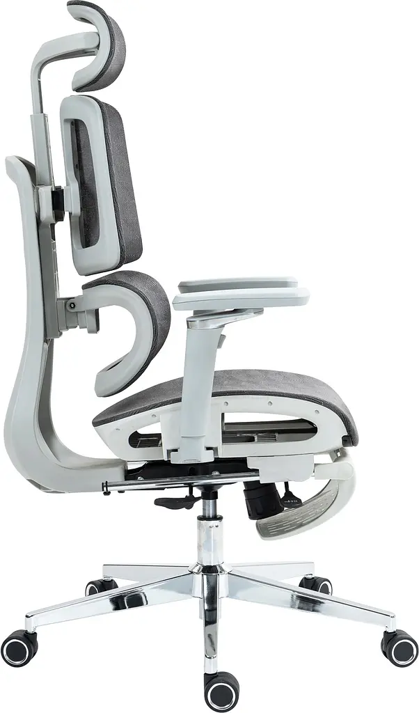 Офісне ергономічне крісло GT Racer B-2450 White/Gray - фото 6