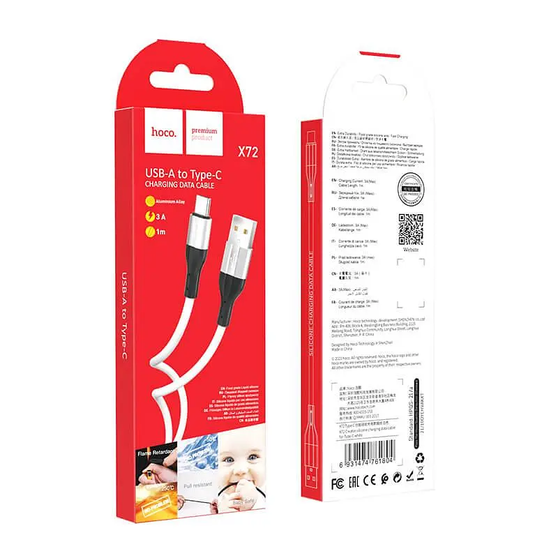 Кабель Hoco Type-C Creator silicone charging data cable X72 1 м 3A - фото 2