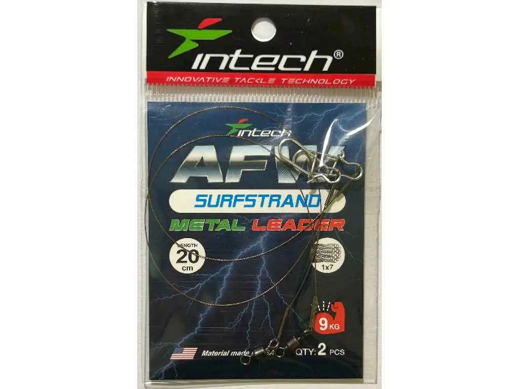 Повідець INTECH металевий 0,28мм 9кг 20см (2шт/уп) AFW Surfstrand 1х7