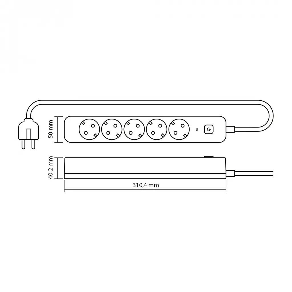 Сетевой удлинитель Videx Oncord з/з 5 п 3 м (3x1.5 мм) с кнопкой черный (VF-PD53G-B) - фото 9