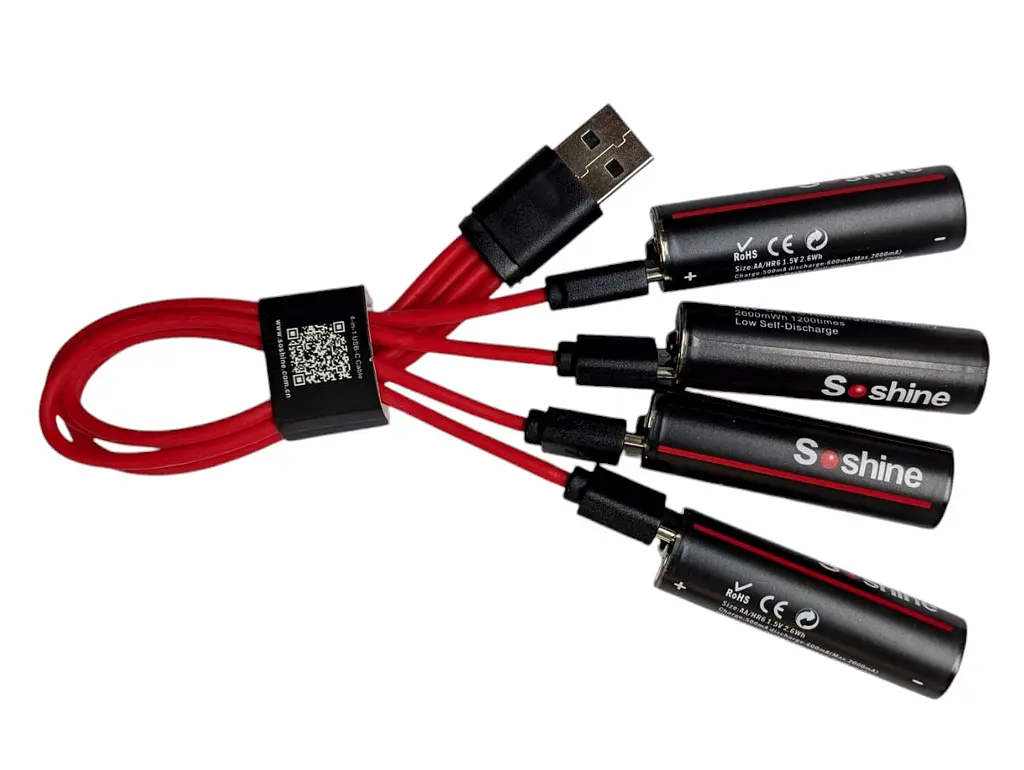 Перезаряджувані акумулятори Soshine AA 1,5 В, 2600 мВт·год, USB Type-C - фото 2