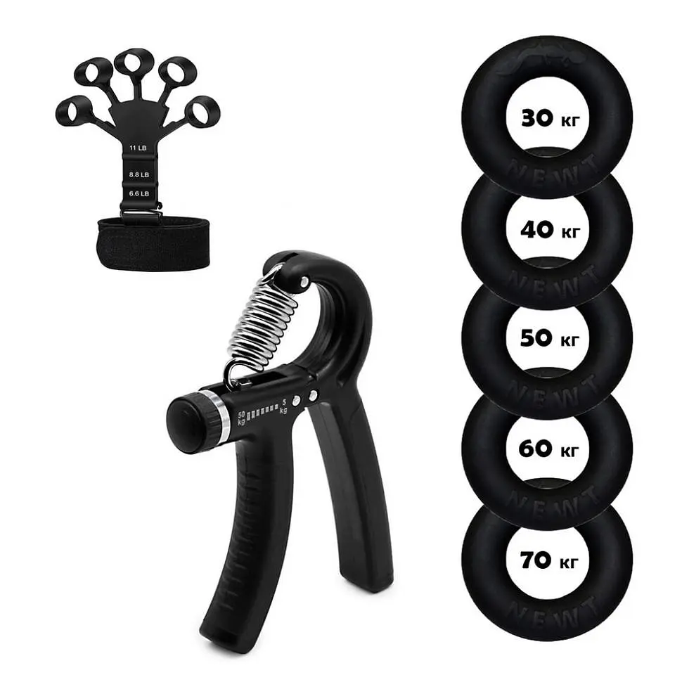 Набір кистьових еспандерів Newt Power Grip Set кільце та еспандер/ножиці Чорний (FT-276-F-19) - фото 3