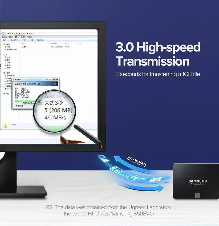 Кабель Ugreen Angled SATA 3 Data Cable 0.5m Black US217 (30797) - фото 3