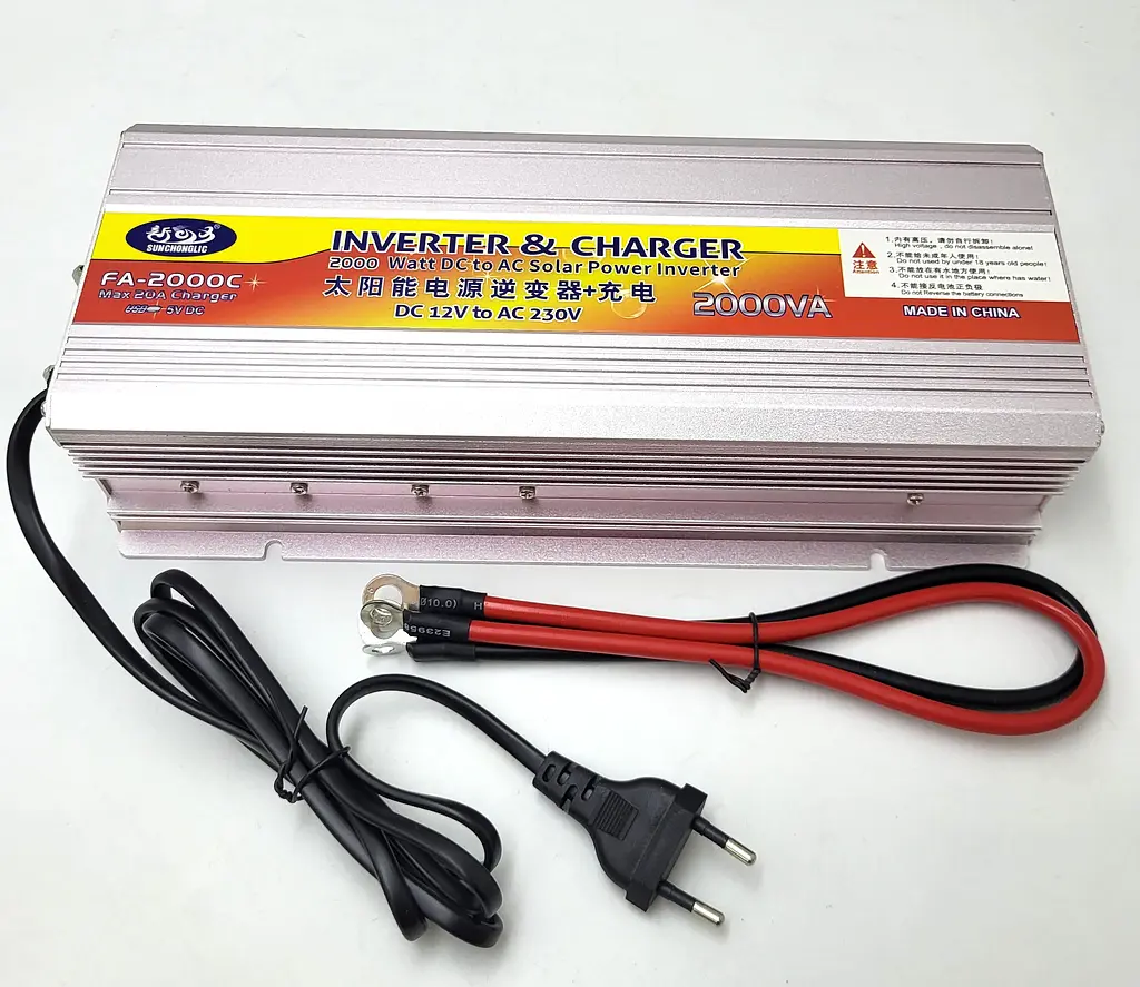 Перетворювач напруги 1000 W 12 V-220 V автомобільний інвертор з функцією заряджання акумулятора 10 A модифікована синусоїда SUNCHONGLIC 1000 Вт