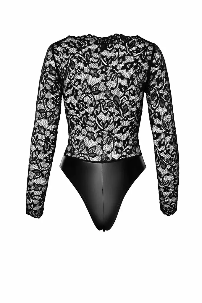 Боді Noir Handmade F296 Psyche, M, мереживо, довгий рукав, низ під латекс, з доступом - фото 7