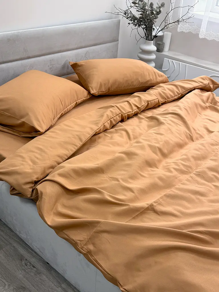Комплект постільної білизни Ecotton Євро 210х220 см однотонний помаранчевий Orange (25194) - фото 5