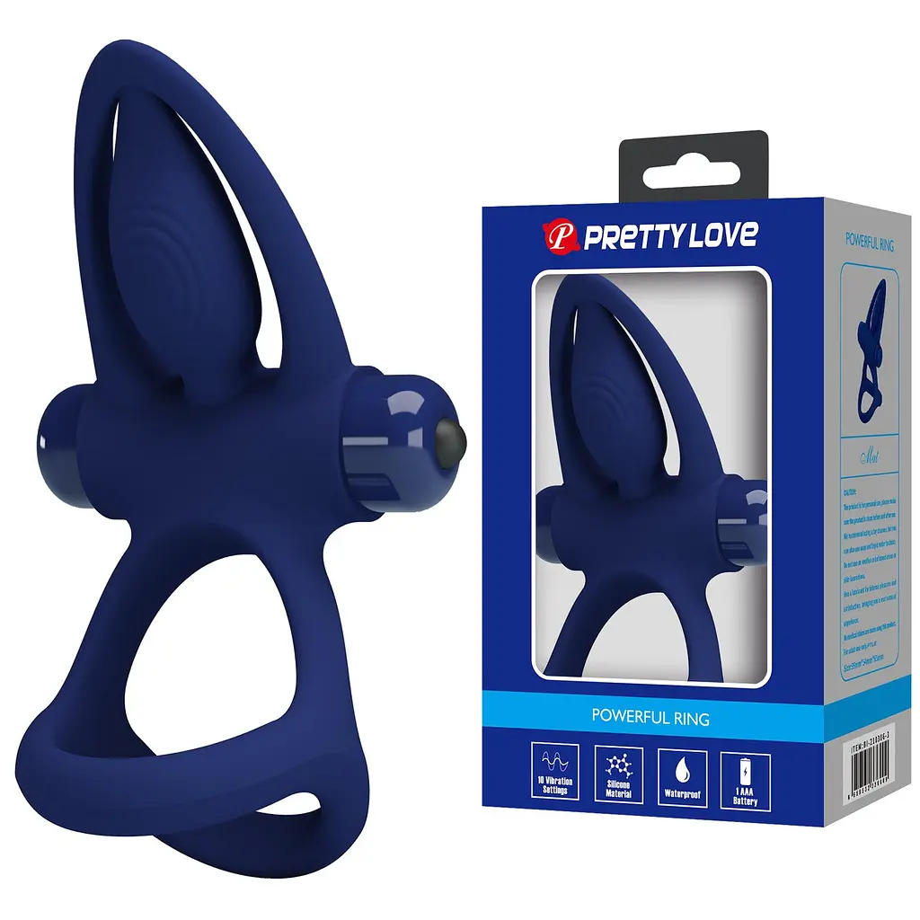 Виброкольцо Pretty Love Vibration Cock Ring синий - фото 9