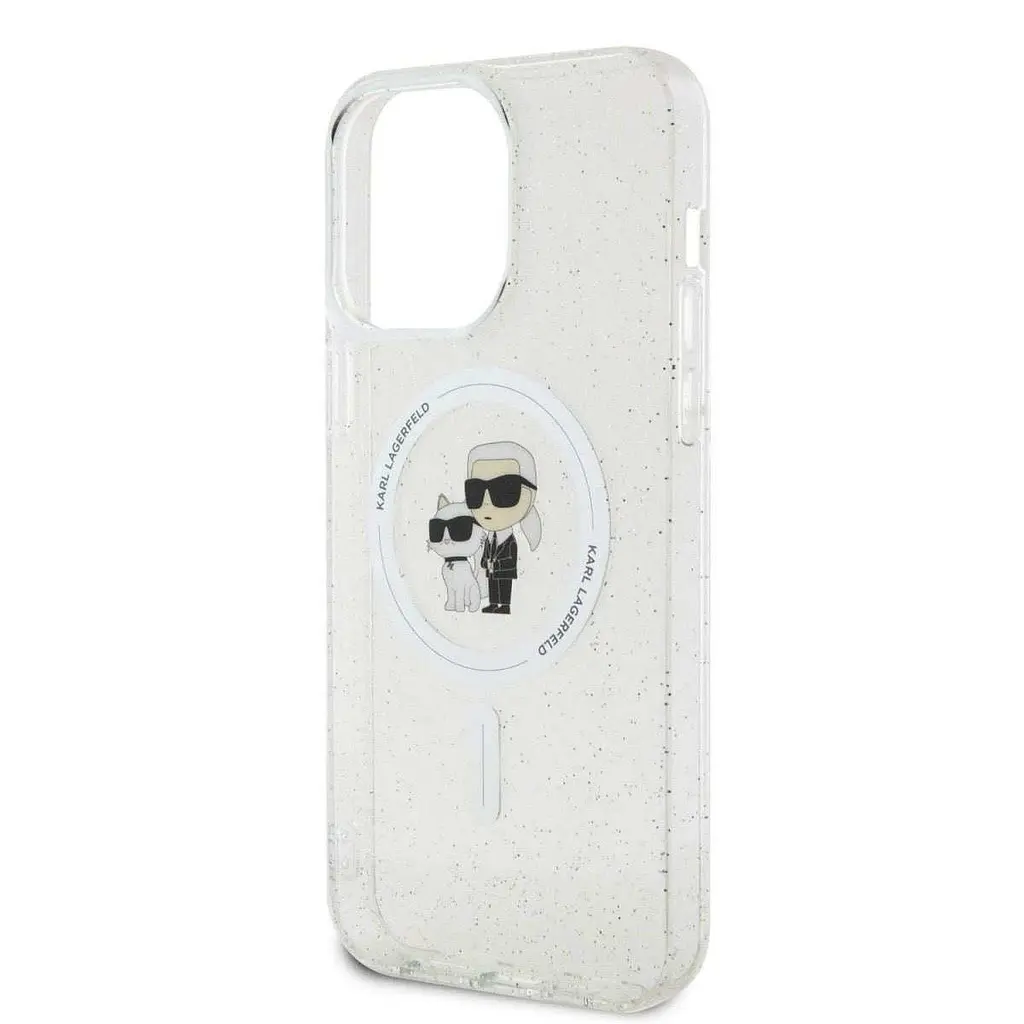 Чехол Karl Lagerfeld IML Glitter Karl and Choupette MagSafe для iPhOne 15 Pro Max Прозрачный (KLHMP15XHGKCNOT) - фото 4