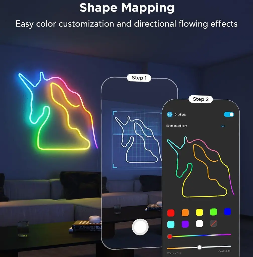 Стричка свитлодиодна розумна Govee H61D3 Neon Rope Light 2, 3м, RGBIC, WI-FI/Bluetooth, билий - фото 9