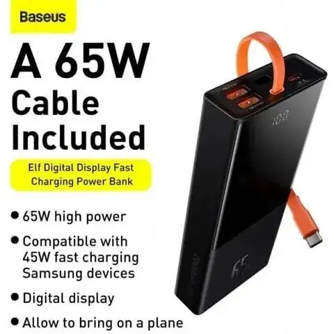 Внешний аккумулятор Baseus Elf Digital Display 20000mAh 65W PPJL000001 - фото 4