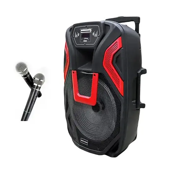 Акустична система No Brand ZXX-1503 15" + мікрофон Bluetooth/USB/SD/FM 3000 mAh 60W Black-Red