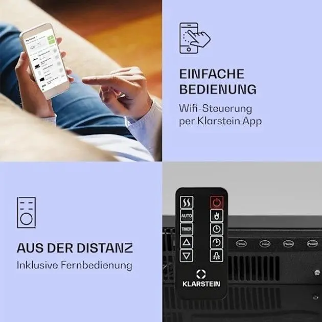 Камин электрический Klarstein Studio Light & Fire 1 Smart Fireplace (10038385) - фото 2