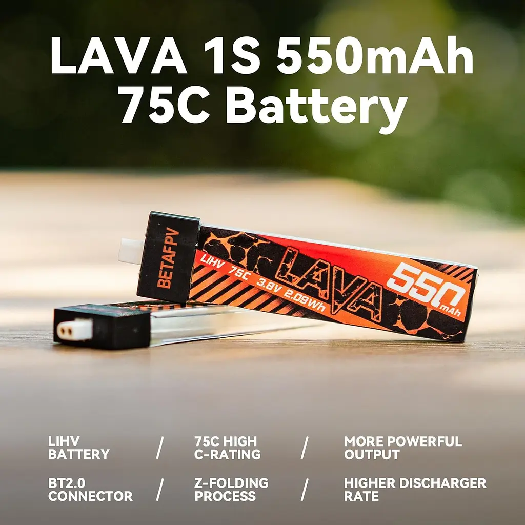 Акумулятор BetaFPV Lava 1S 550 mAh 75C 3.8V LiHV LiPo BT2.0 FPV для Cetus X, Cetus Pro, Meteor (18767) - фото 4