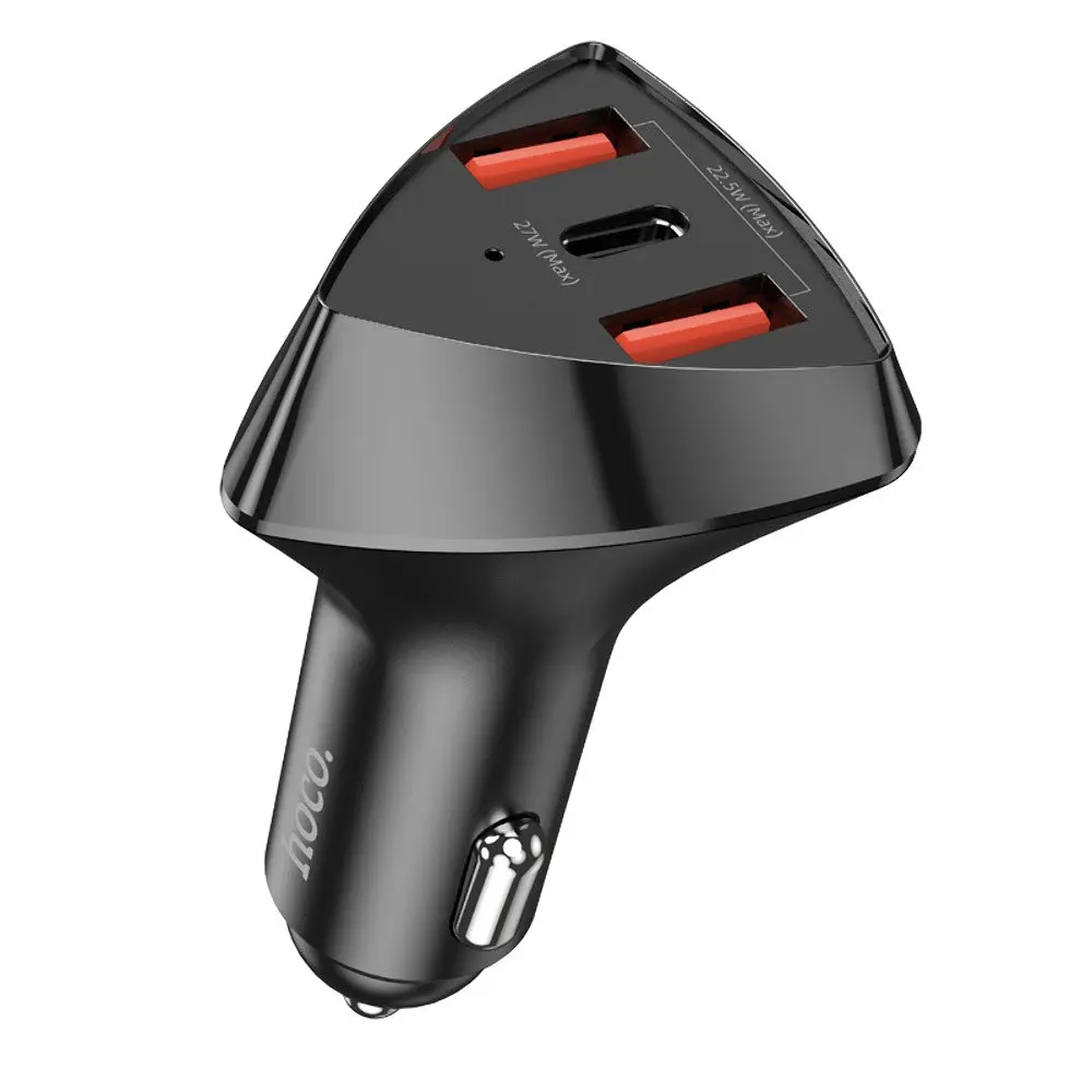 Автомобільний зарядний пристрій Hoco DZ10 2 USB/Type-C PD 27W QC чорний - фото 4