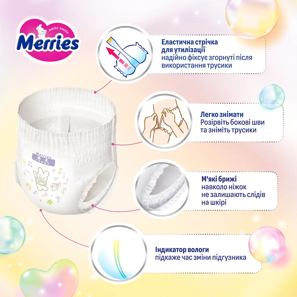 Підгузки-трусики Merries дихаючі M 6-11 кг 62 шт. - фото 5
