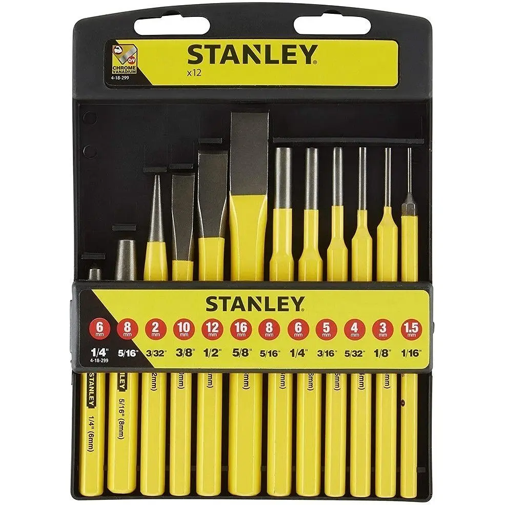Набор зубил и бородки Stanley CrV 12 шт. (4-18-299) - фото 2