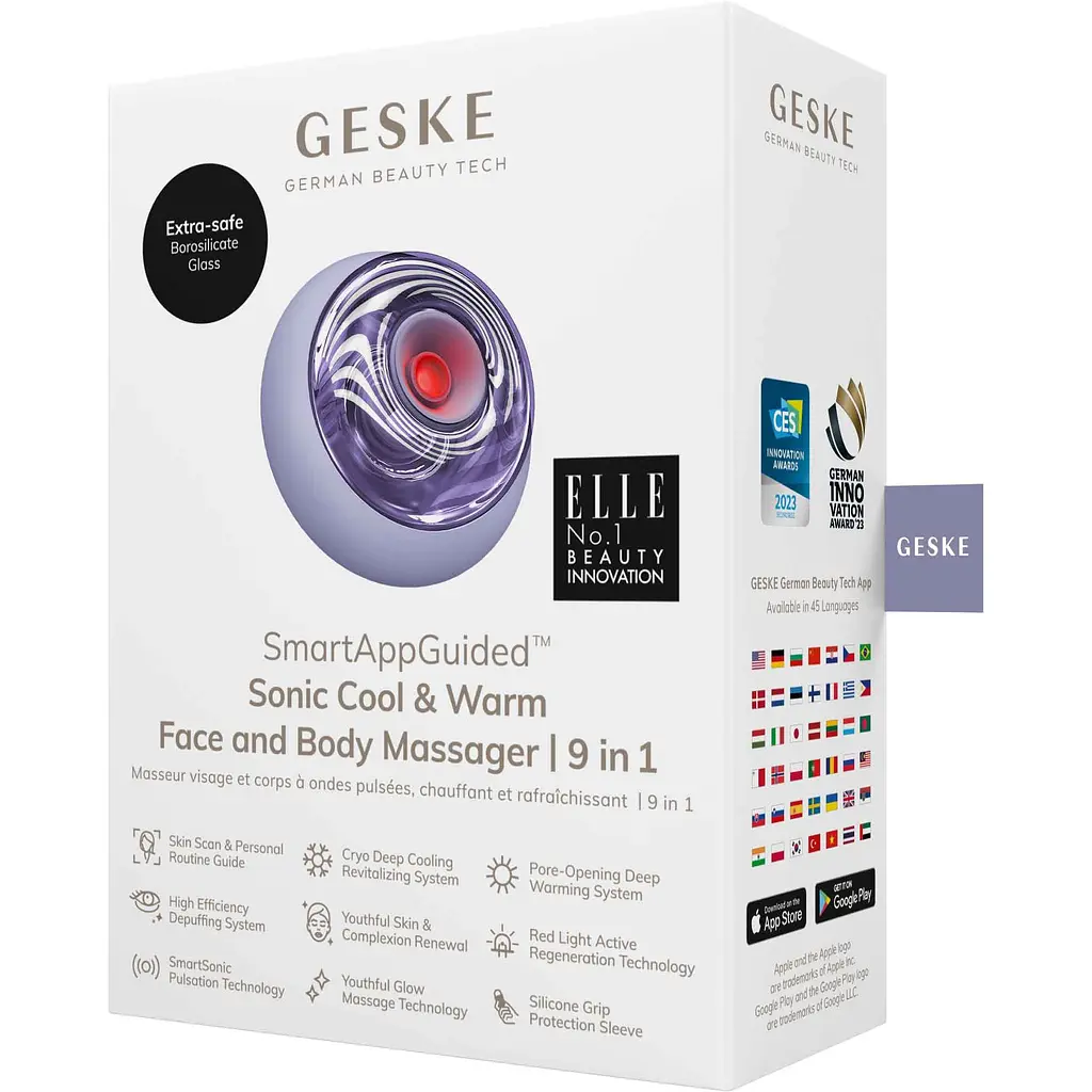 Звуковий масажер для обличчя та тіла GESKE Sonic Cool & Warm Face and Body Massager 9 в 1 фіолетовий - фото 5