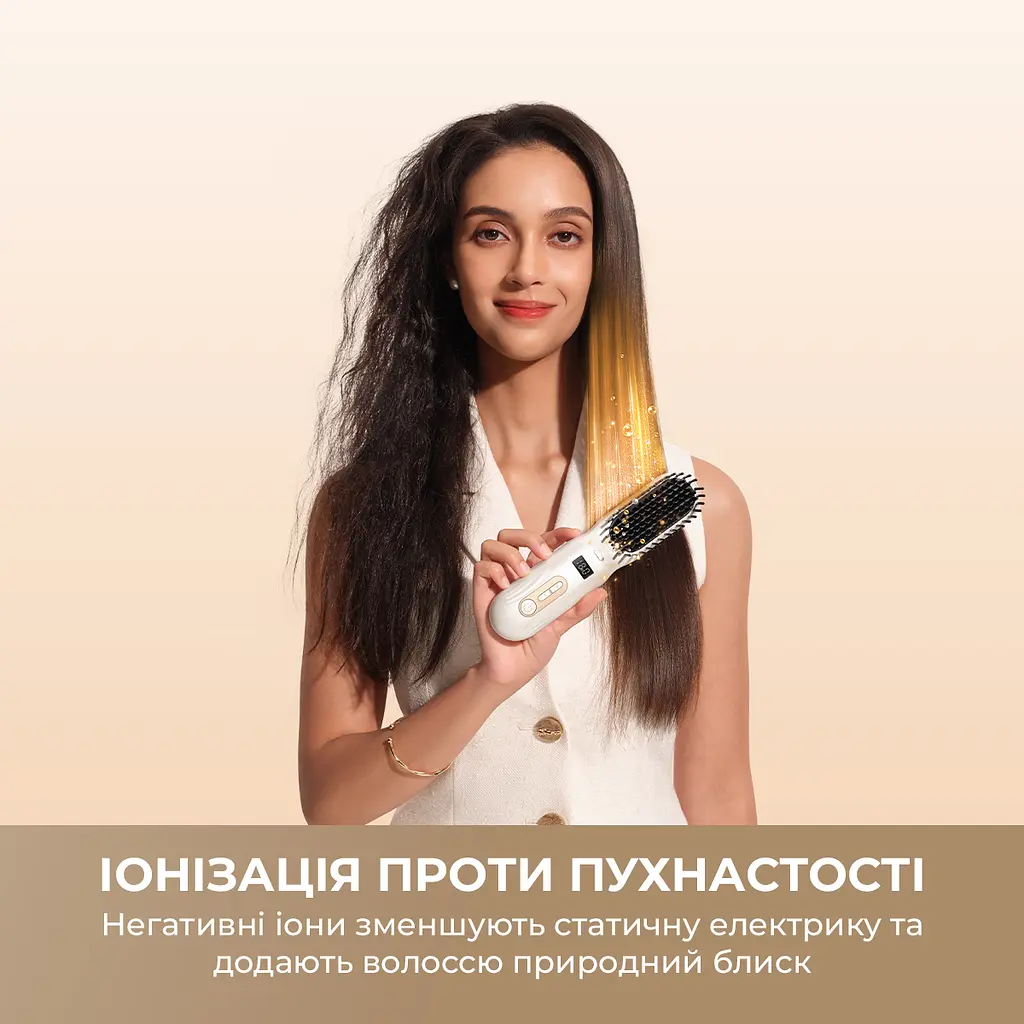 Бездротова щітка-випрямляч для волосся з іонізацією Dreame Silky White (AA02A-WH) - фото 3