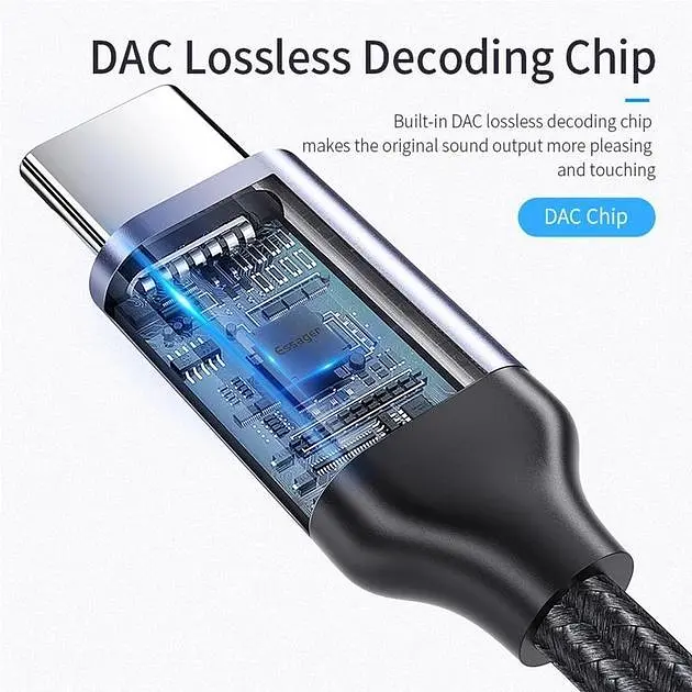 Адаптер Essager USB Type C 3,5 Jack/USB C 3,5 мм AUX для навушників (EZJE01-0G) - фото 5
